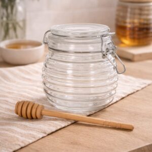 contenedor de vidrio para miel con paleta 550 ml